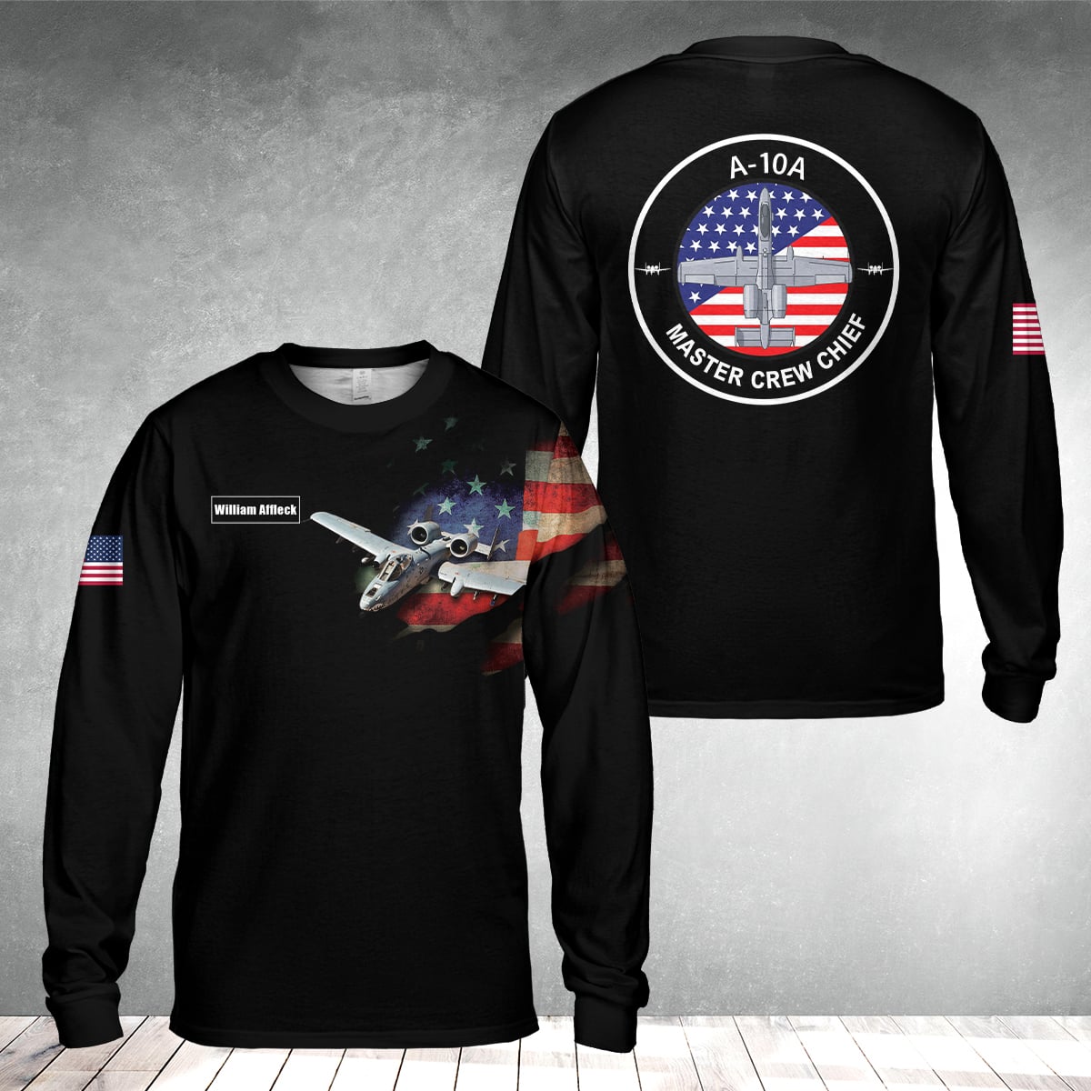 Custom Name A-10 Long Sleeve Black Shirt