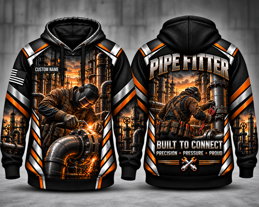 Custom Name Pipe Fitter Built To Connect 3D Hoodie