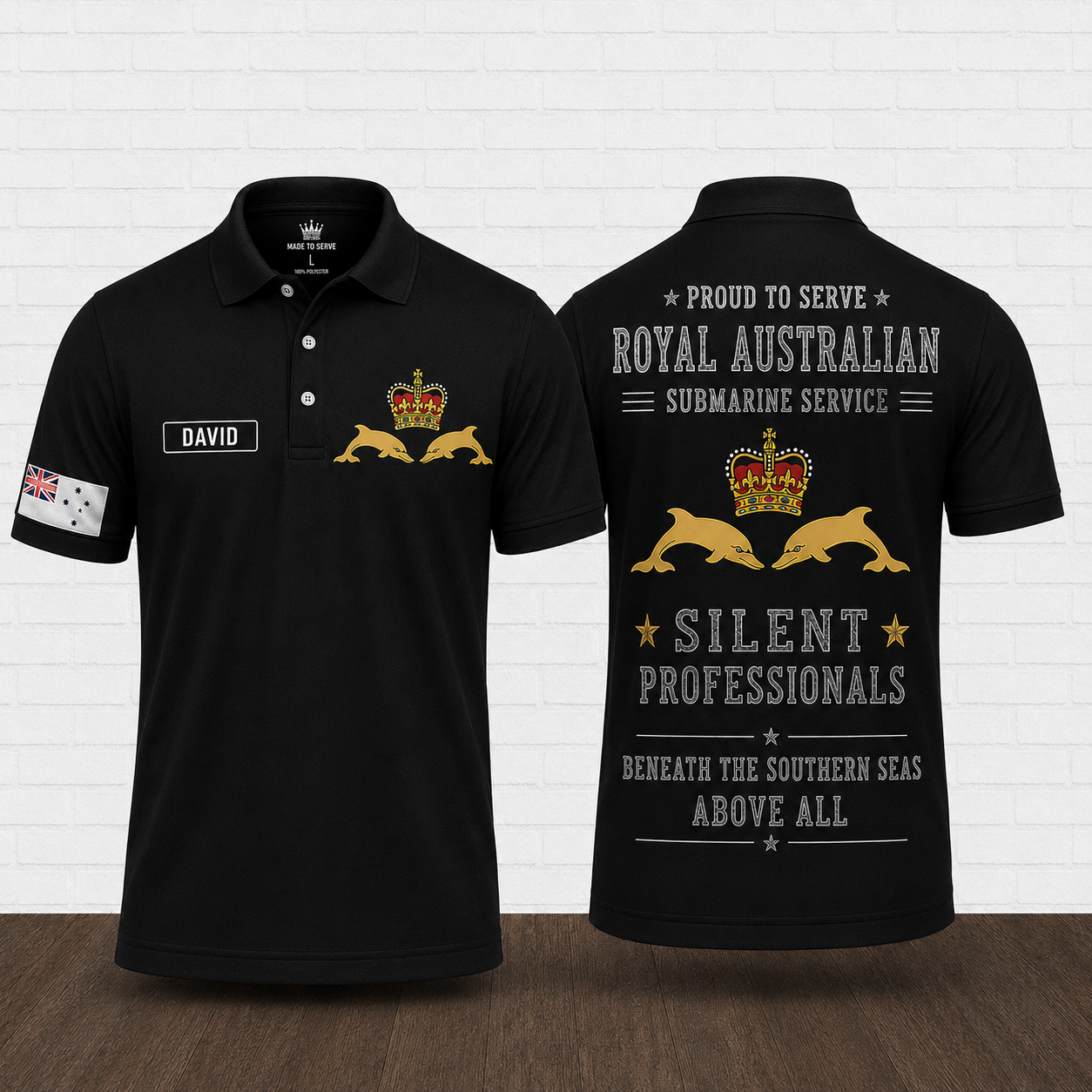 Custom Name Royal Australian Submarine Service Silent Professionals Polo Shirt