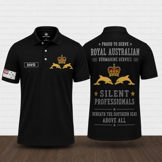 Custom Name Royal Australian Submarine Service Silent Professionals Polo Shirt