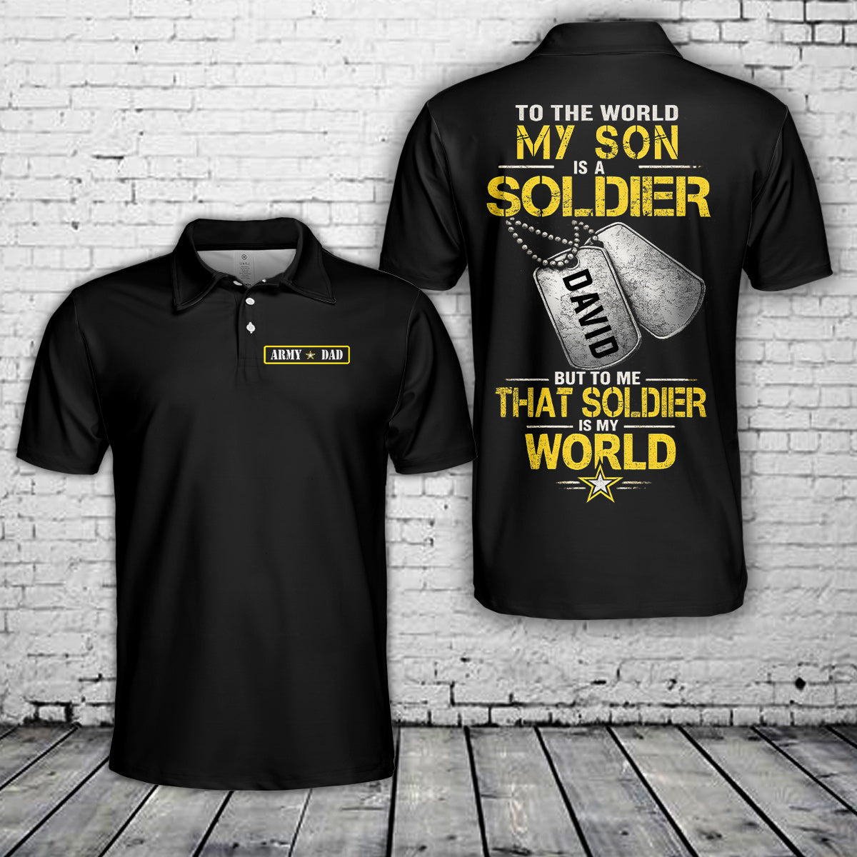 Custom name US Army Dad Polo Shirt