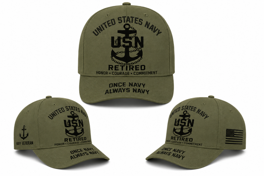 US Navy Retired Veteran Once Navy Always Navy Baseball Cap