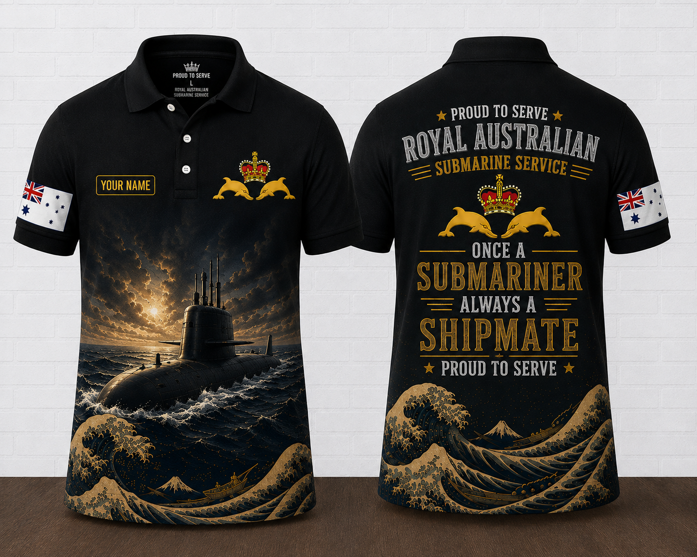 Custom Royal Australian Submarine Service Polo Shirt - Once a Submariner Always a Shipmate