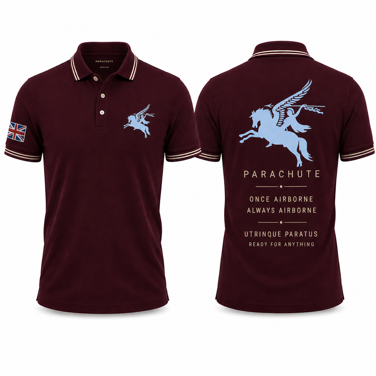 British Parachute Regiment Pegasus Polo Shirt - Once Airborne Always Airborne