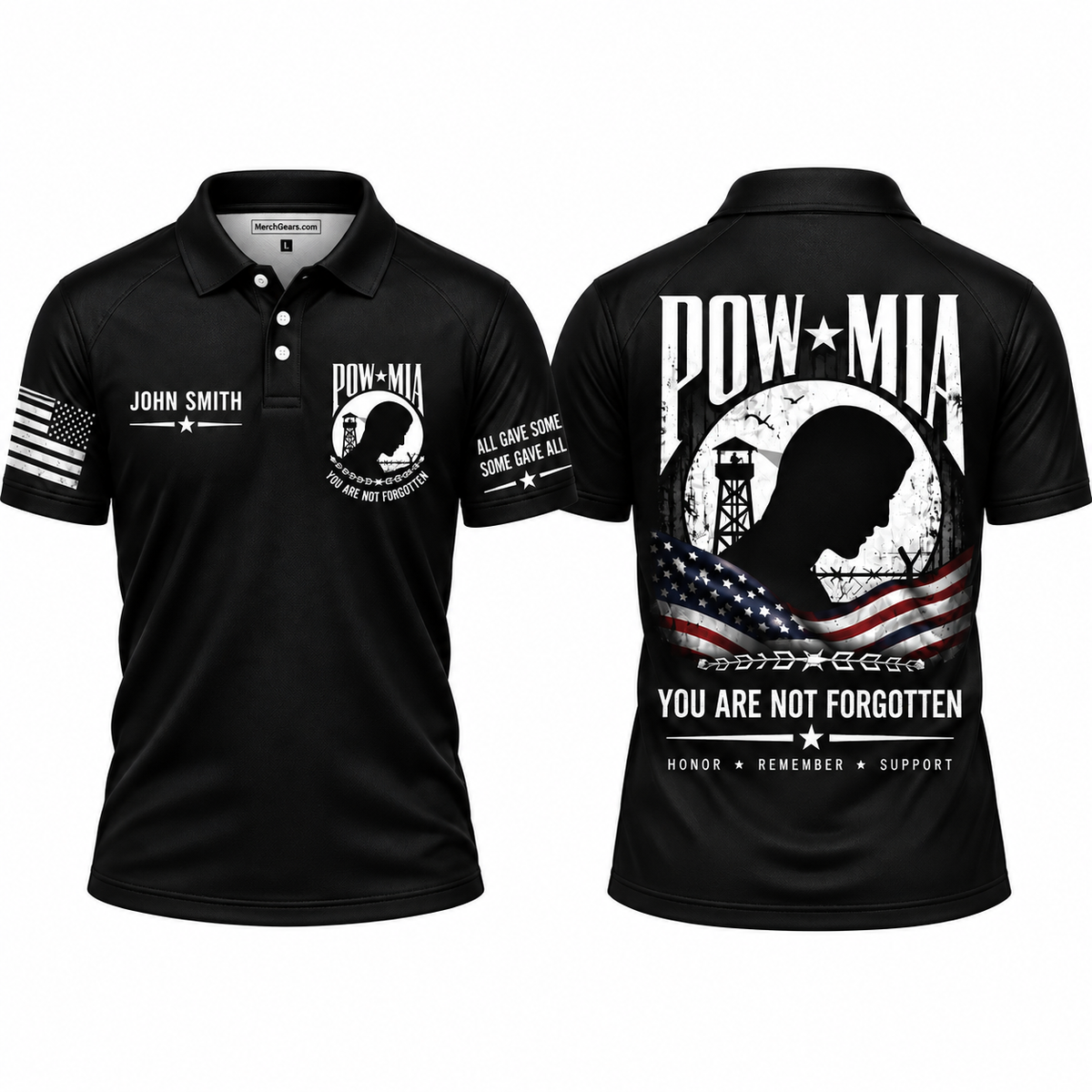 POW MIA You Are Not Forgotten Custom Name Polo Shirt