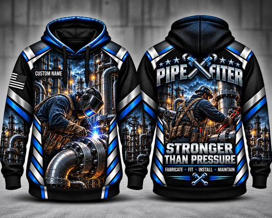 Custom Name Pipe Fitter Stronger Than Pressure 3D Hoodie