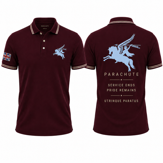 British Parachute Regiment Pegasus Polo Shirt - Service Ends Pride Remains