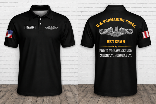 Personalized U.S. Submarine Force Veteran Polo Shirt - Proud to Have Served Silently Honorably
