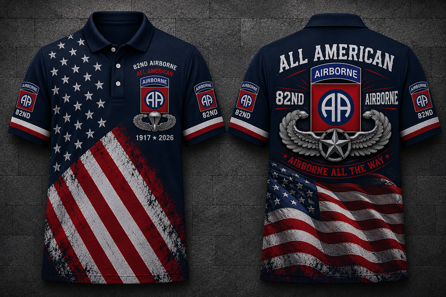 82nd Airborne Elite Polo Shirt - All American Airborne All The Way