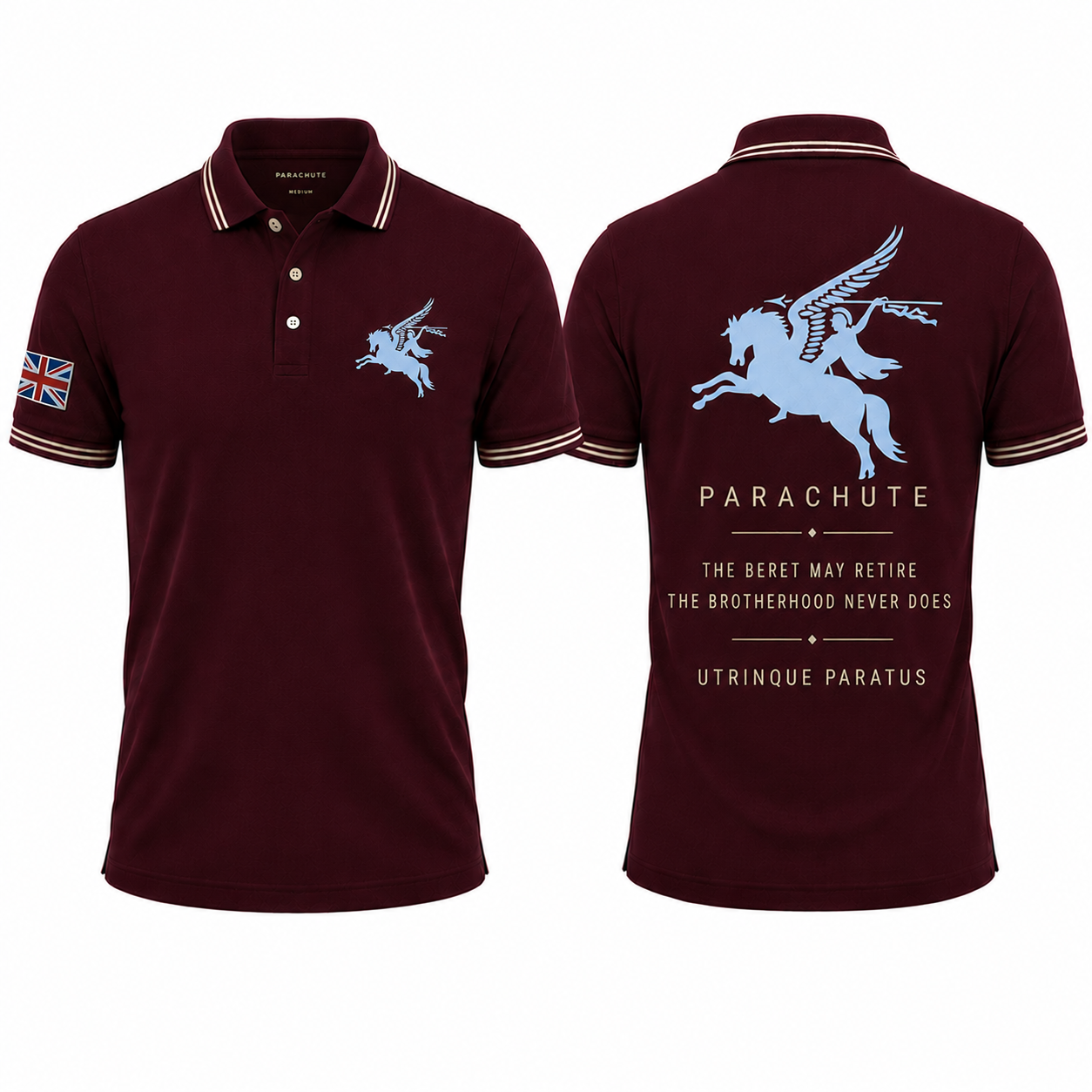 British Parachute Regiment Pegasus Polo Shirt - The Beret May Retire, The Brotherhood Never Does