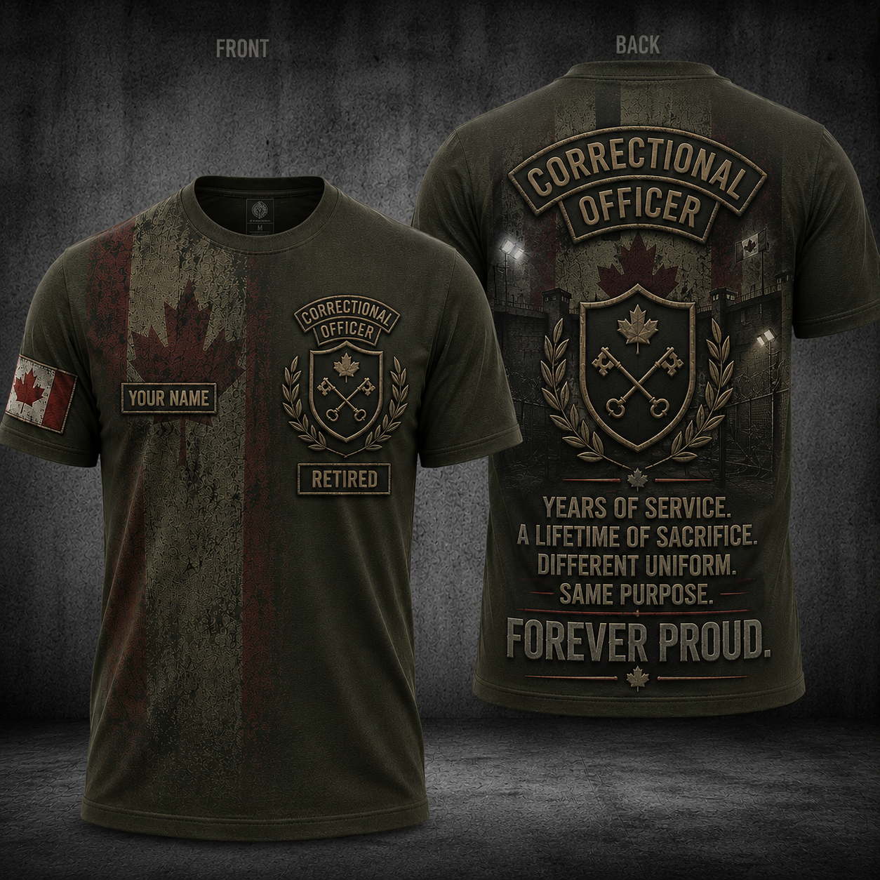 Custom Name Canada Correctional Officer Retired 3D T-Shirt - Forever Proud Tribute