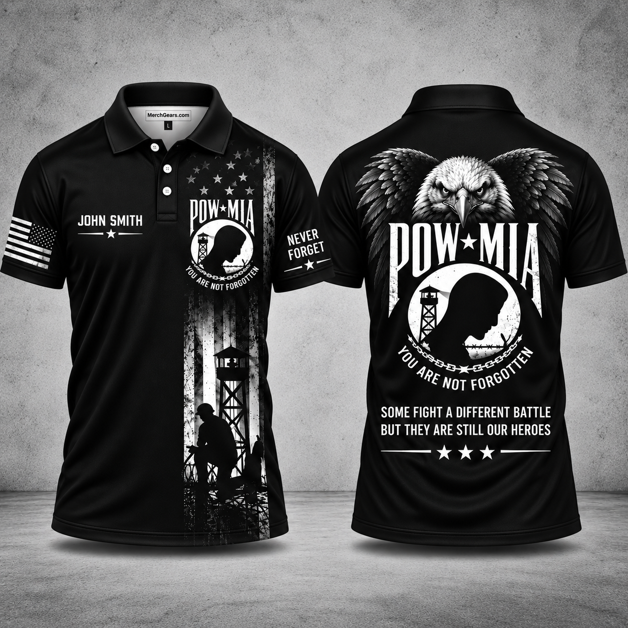 POW MIA Never Forget You Are Not Forgotten Custom Name Polo Shirt