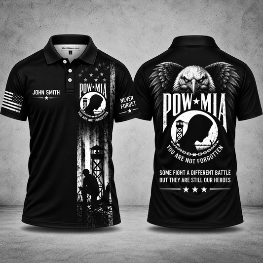 POW MIA Never Forget You Are Not Forgotten Custom Name Polo Shirt