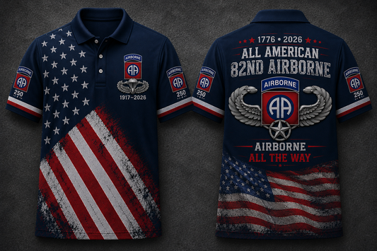 82nd Airborne All American Polo Shirt - 1776-2026 Airborne All The Way