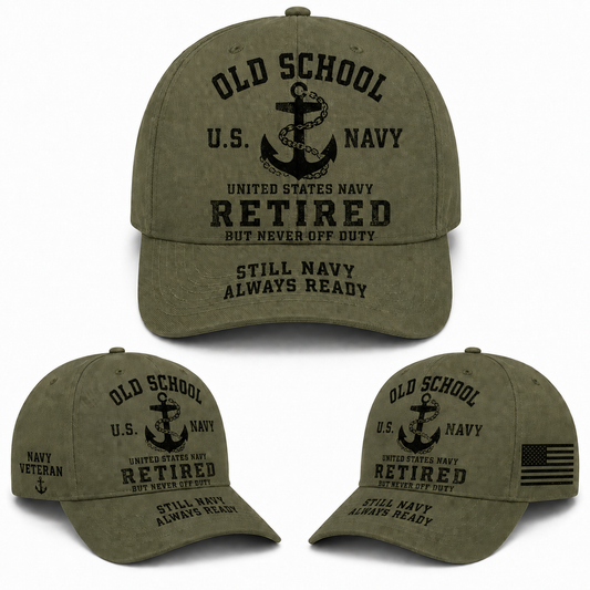 US Navy Old School Retired Veteran Baseball Cap