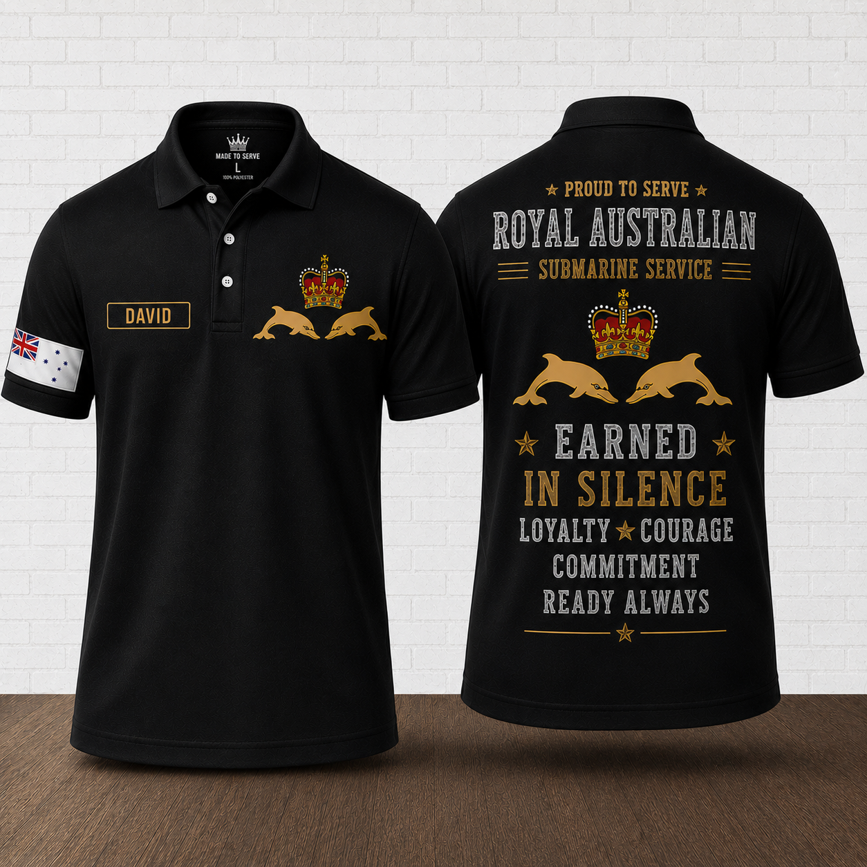 Custom Name Royal Australian Submarine Service Earned In Silence Polo Shirt