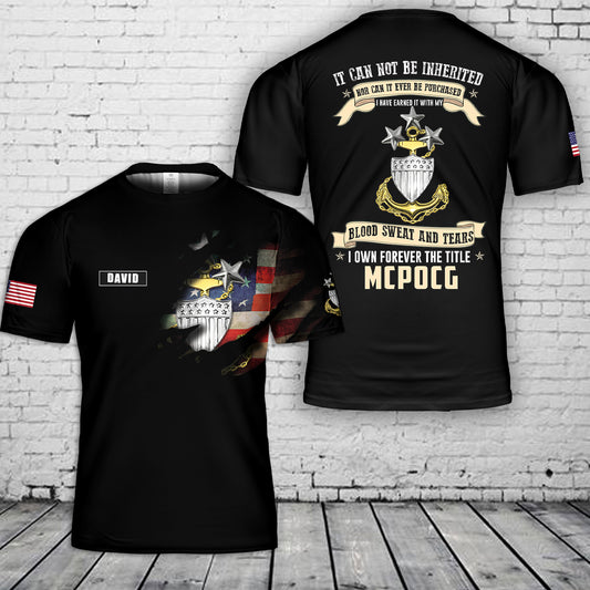 Custom Name Master Chief Petty Officer Of the Coast Guard 3D T-Shirt