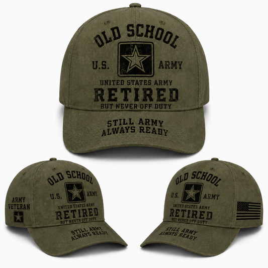 US Army Old School Retired Veteran Baseball Cap