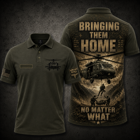 UH-60 Black Hawk Bringing Them Home No Matter What Dustoff Polo Shirt
