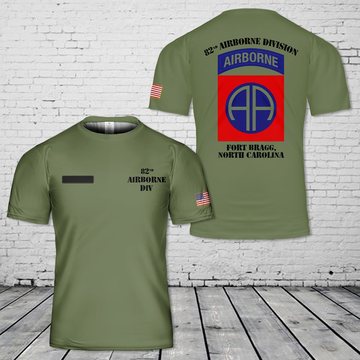 Custom Name US Army 82nd Airborne Division Fort Bragg T-Shirt 3D