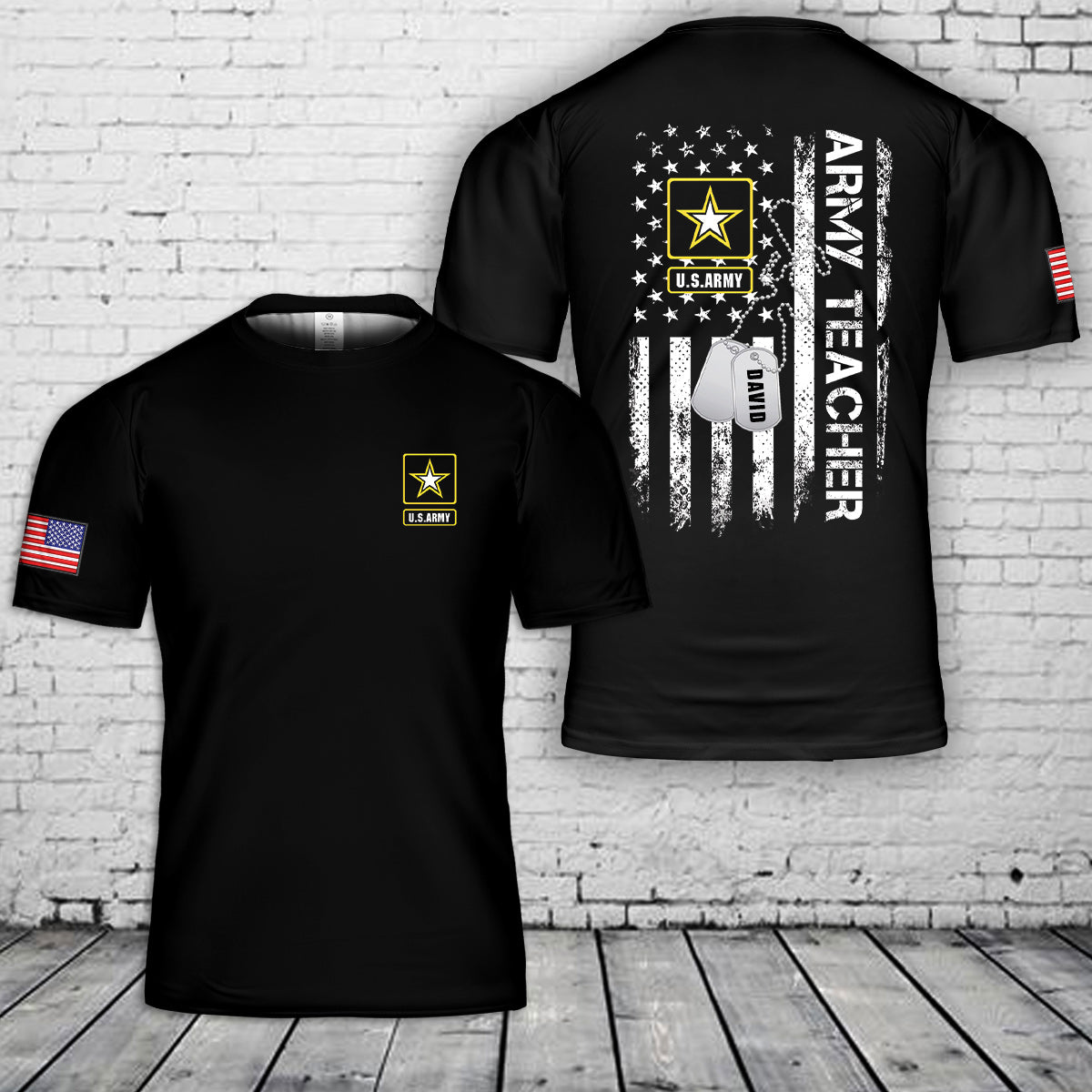 Custom Name US Army Teacher 3D T-Shirt