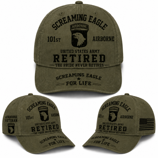 101st Airborne Screaming Eagles Retired Veteran Baseball Cap