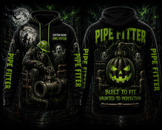 Custom Name Pipe Fitter Built To Fit Haunted To Perfection Halloween 3D Hoodie