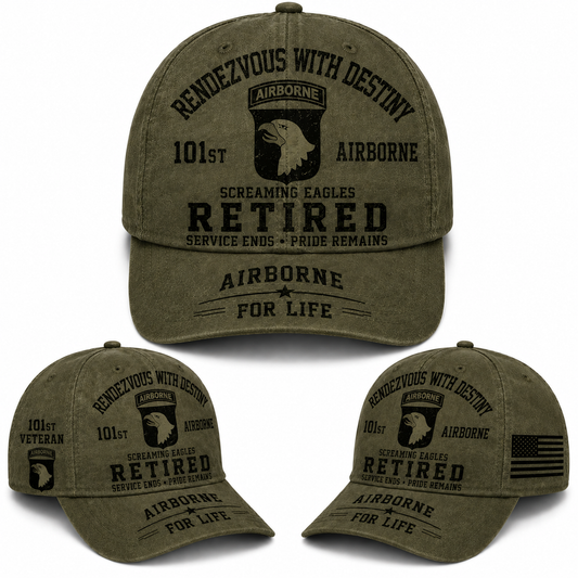 101st Airborne Rendezvous With Destiny Retired Veteran Baseball Cap