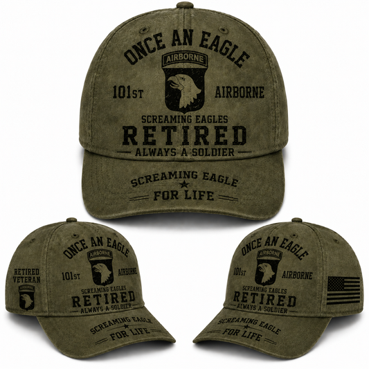 101st Airborne Once An Eagle Retired Veteran Baseball Cap