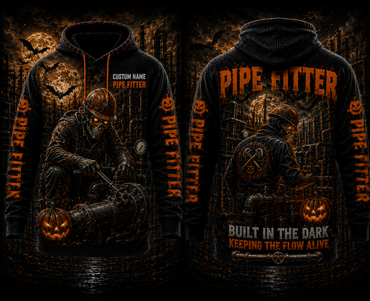 Custom Name Pipe Fitter Built In The Dark Keeping The Flow Alive Halloween 3D Hoodie
