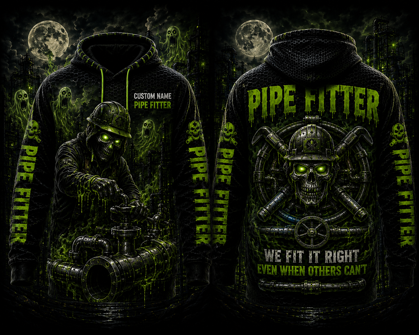 Custom Name Pipe Fitter We Fit It Right Halloween 3D Hoodie
