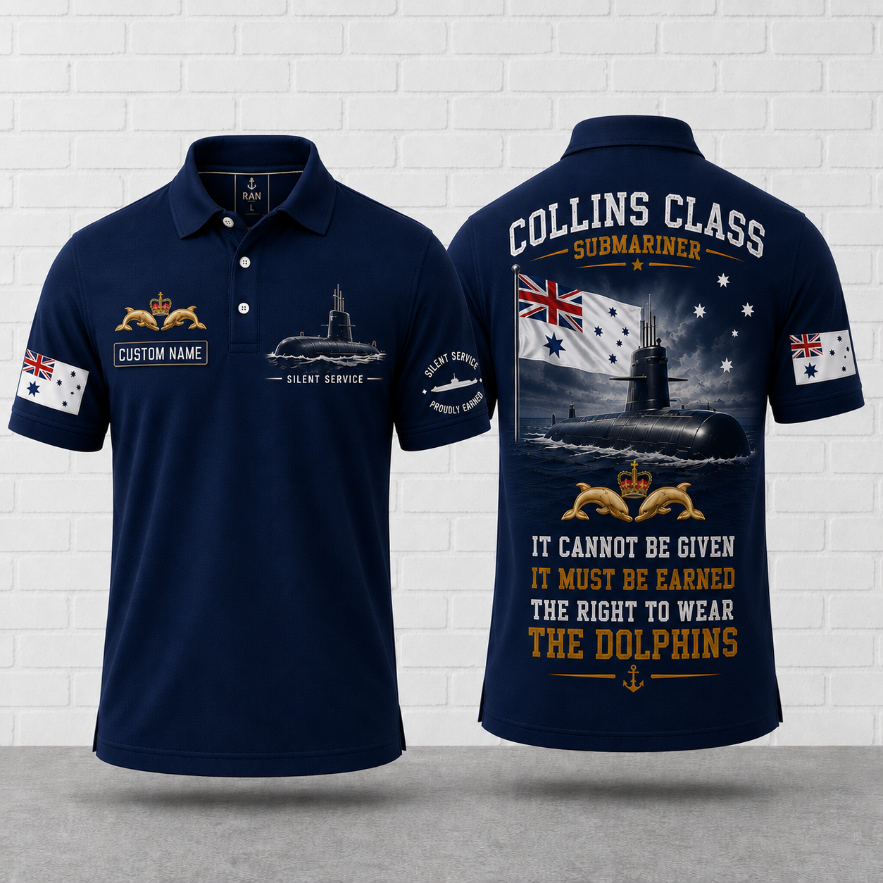 Collins Class Proudly Earned Dolphins Qualification Polo Shirt