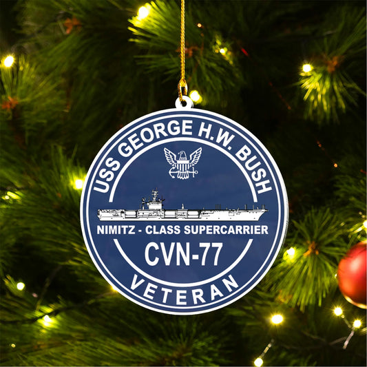 USS George H.W. Bush CVN-77 Veteran Ceramic Ornament