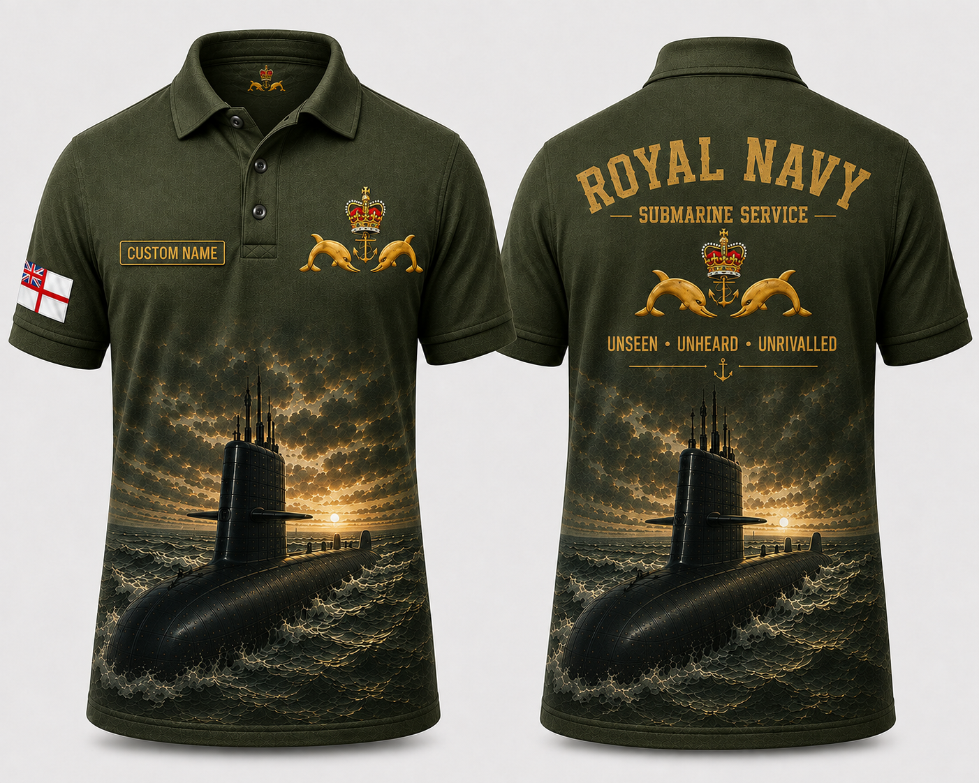 Royal Navy Submarine Service Polo Shirt - Custom Name RN Silent Service Gift