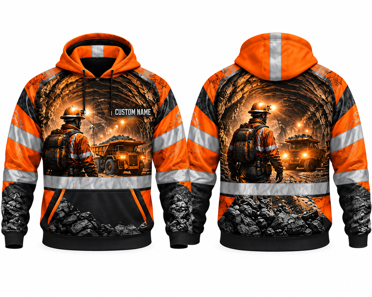 Personalized Underground Coal Miner 3D Hoodie - Mining Truck