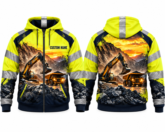 Personalized Mining 3D Zip Hoodie - Heavy Equipment Operator