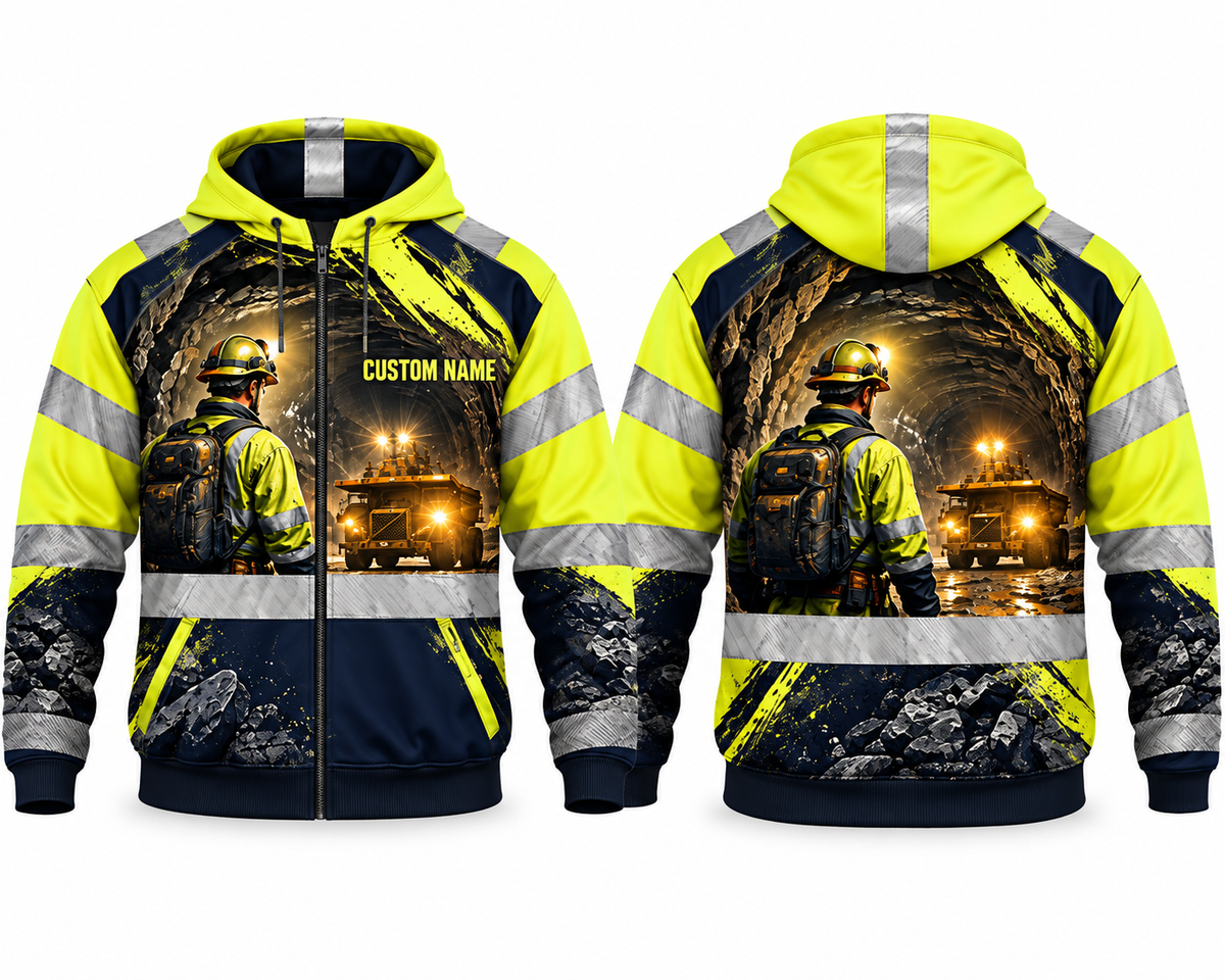 Personalized Underground Mining 3D Zip Hoodie - Coal Miner