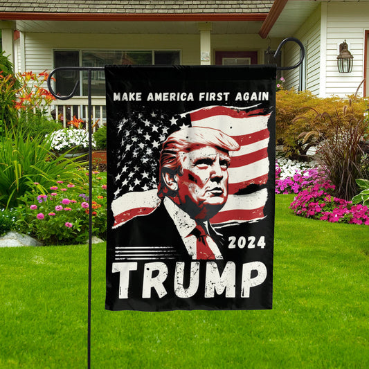 Donald Trump President 2024 America First Again USA Vertical House Flag