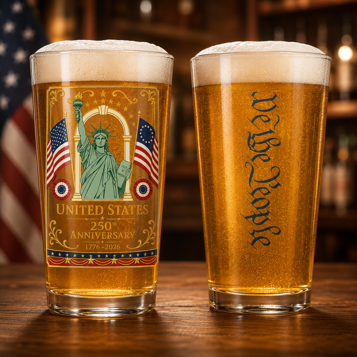 250th Anniversary of American 16oz Pint Beer Glass