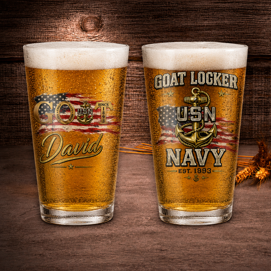 Custom Name US Navy Chief GOAT Since 1893 16oz Pint Beer Glass