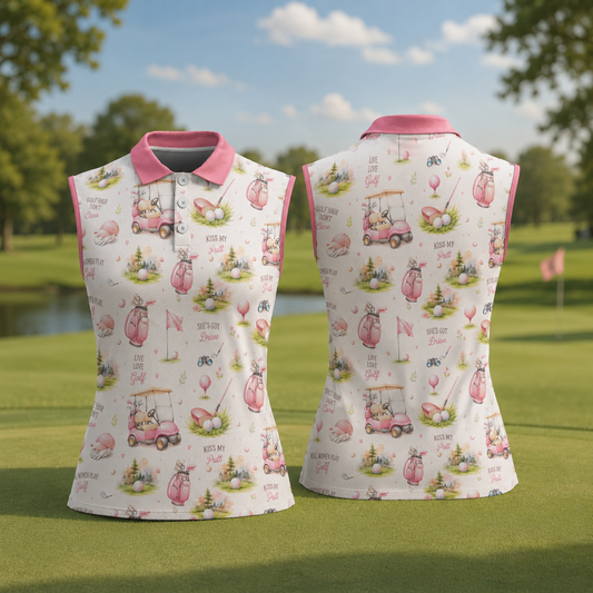 Golf Funny Women's Sleeveless Athleisure Polo Shirt
