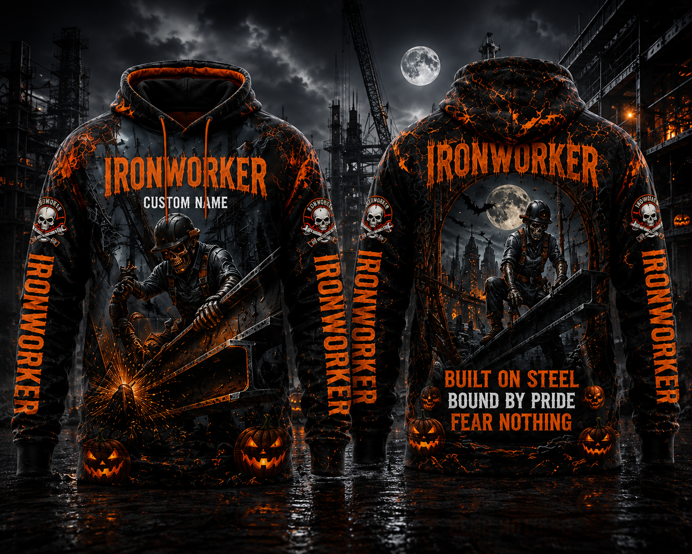 Custom Name Ironworker Built On Steel Bound By Pride Fear Nothing Halloween 3D Hoodie