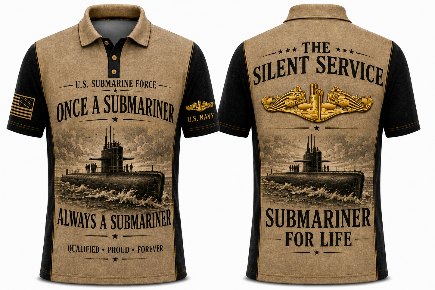 US Navy Submarine Force Submariner For Life Veteran Polo Shirt