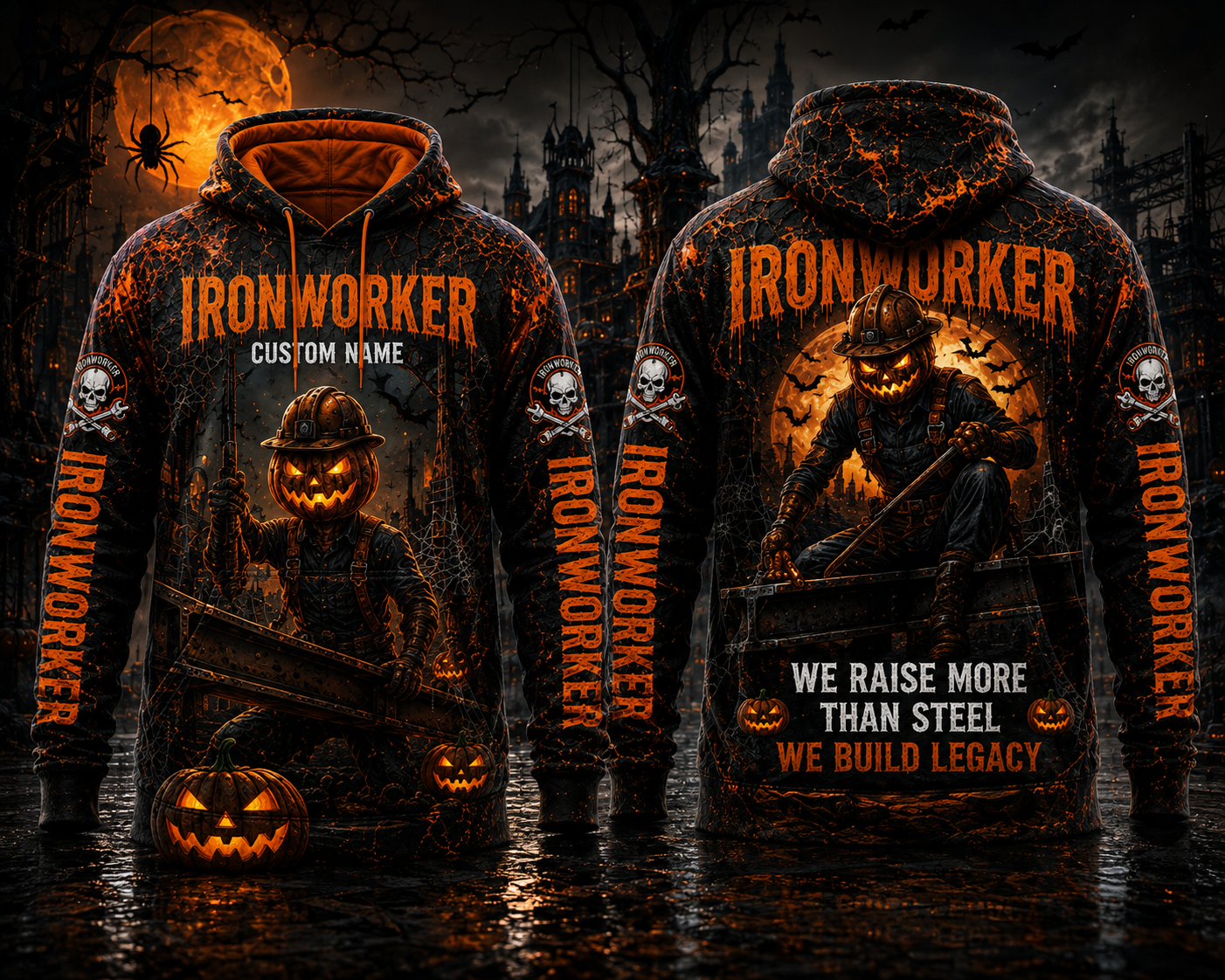 Custom Name Ironworker We Raise More Than Steel We Build Legacy Halloween 3D Hoodie