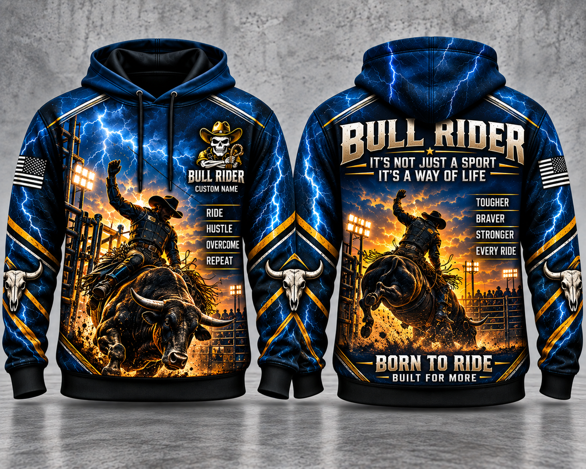 Personalized Bull Rider Born To Ride Built For More 3D Hoodie