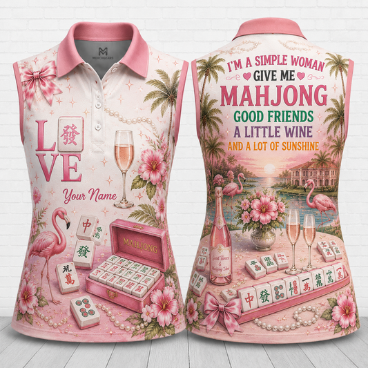 Personalized Mahjong Wine Sunshine Women's Polo Shirt