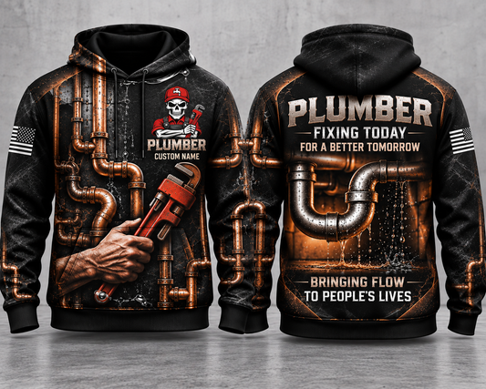 Plumber Skull 3D Hoodie - Fixing Today for a Better Tomorrow