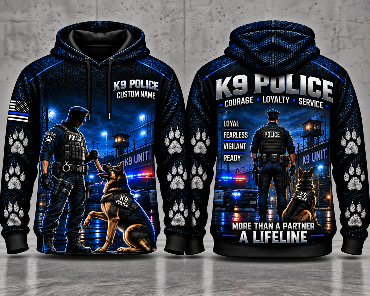 K9 Police Custom Name 3D Hoodie - Courage Loyalty Service - More Than a Partner, A Lifeline