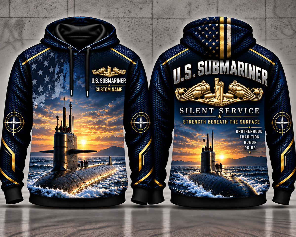 US Navy Submariner Strength Beneath the Surface Custom Name 3D Hoodie - Silent Service