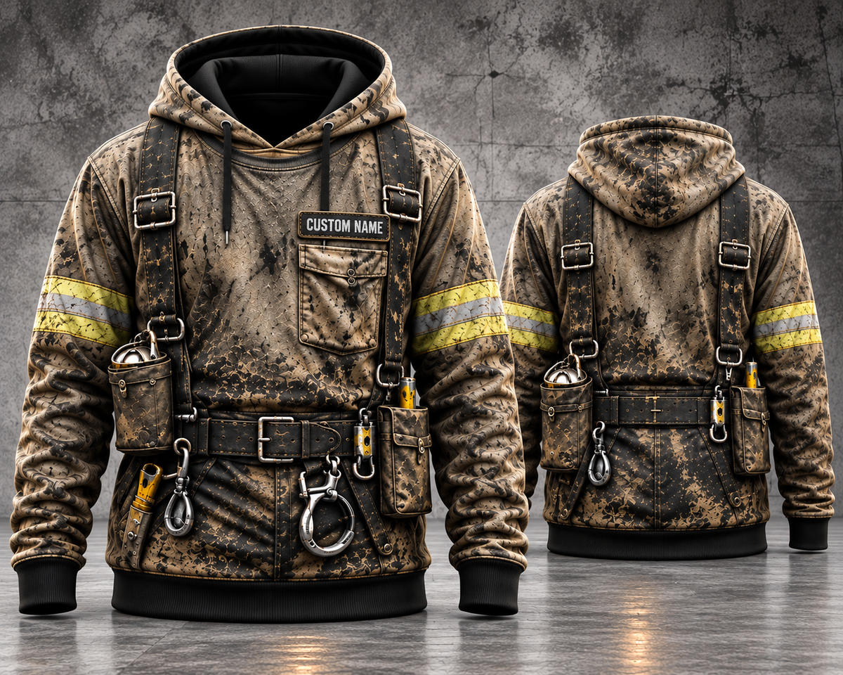 Personalized Underground Miner 3D Hoodie - Custom Name Mining Safety Gear Workwear